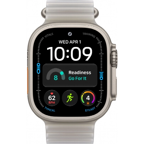 Apple Watch Ultra 4 49 мм, Natural Titanium Translucent Gray Ocean Band