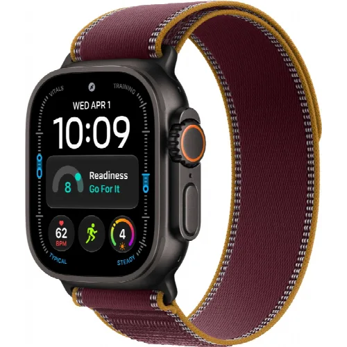 Apple Watch Ultra 4 49 мм, Black Titanium Burgundy Trail Loop M/L