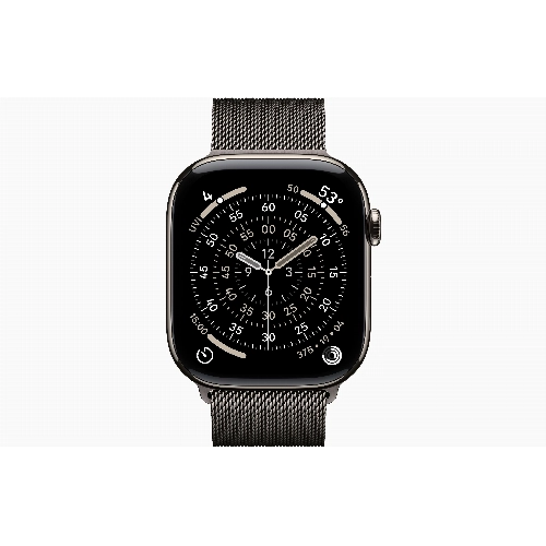 Apple Watch Series 11 46 мм, M/L, Natural Titanium Case, Slate Milanese Loop