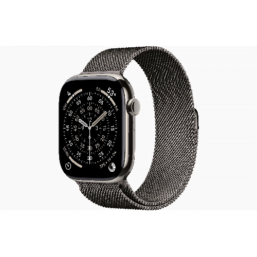Apple Watch Series 11 46 мм, M/L, Natural Titanium Case, Slate Milanese Loop