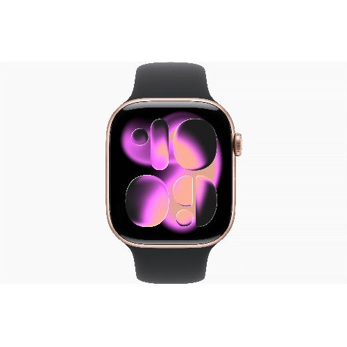 Apple Watch Series 11 46 мм, M/L, Rose Gold Aluminum Case, Black Sport Band