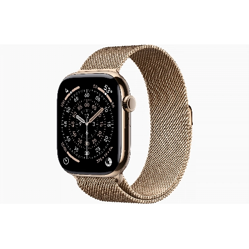 Apple Watch Series 11 46 мм, M/L, Gold Titanium Case, Gold Milanese Loop