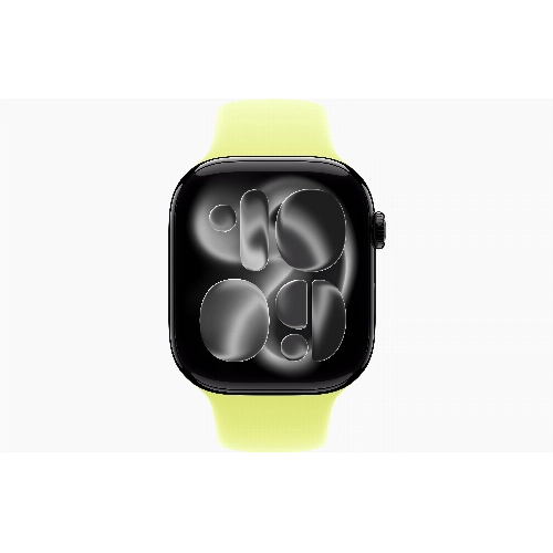 Apple Watch Series 11 46 мм, S/M, Jet Black Aluminum Case, Neon Yellow Sport Band