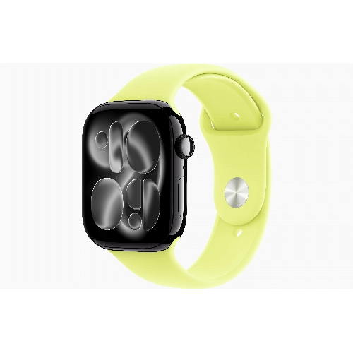Apple Watch Series 11 46 мм, S/M, Jet Black Aluminum Case, Neon Yellow Sport Band