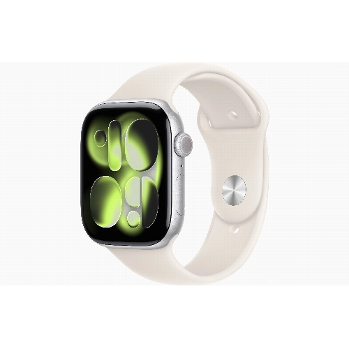 Apple Watch Series 11 46 мм, M/L, Silver Aluminum Case, Starlight Sport Band