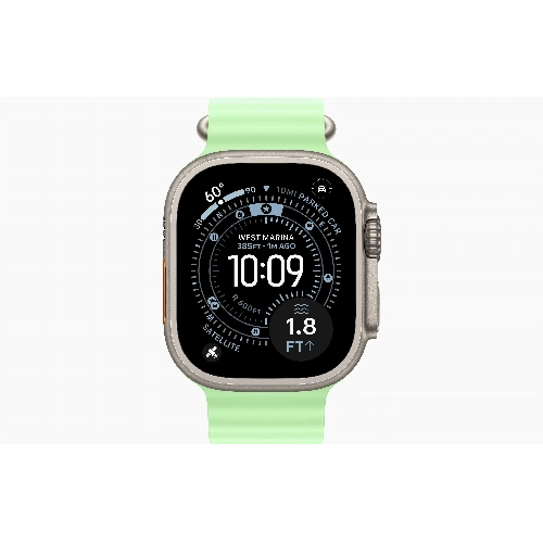 Apple Watch Ultra 3 49 мм, Titanium Case with Neon Green Ocean Band