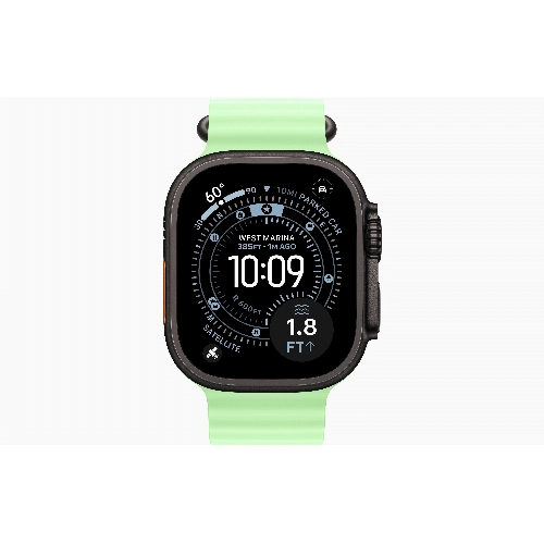 Apple Watch Ultra 3 49 мм, Black Titanium Case with Neon Green Ocean Band