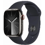 Apple Watch Series 9, 41 мм, корпус из алюминия графитового цвета, спортивный ремешок цвета «полуночный», размер S/M