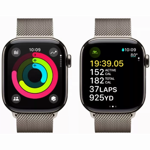 Умные часы Apple Watch Series 10 42 мм, M/L 140-245 мм, Titanium Case Cellular, Milanese Loop, Natural