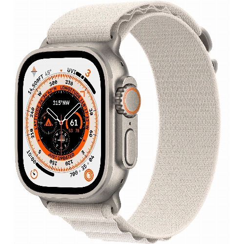 Apple Watch Ultra GPS + Cellular, 49 мм, корпус из титана, ремешок Alpine цвета «сияющая звезда», размер M