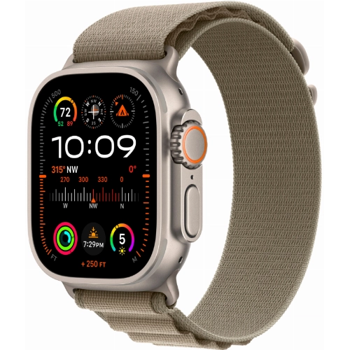 Apple Watch Ultra 2 GPS + Cellular, 49 мм, корпус из титана, ремешок Alpine оливкового цвета, размер L