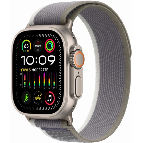 Apple Watch Ultra 2 GPS + Cellular, 49 мм, корпус из титана, ремешок Trail зеленого/серого цвета, размер M/L