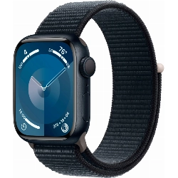 Apple Watch Series 9, 45 мм, корпус из алюминия цвета «темная ночь», нейлоновый ремешок цвета «темная ночь»