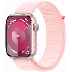 Apple Watch Series 9, 45 мм, корпус из алюминия розового цвета, нейлоновый ремешок нежно-розового цвета