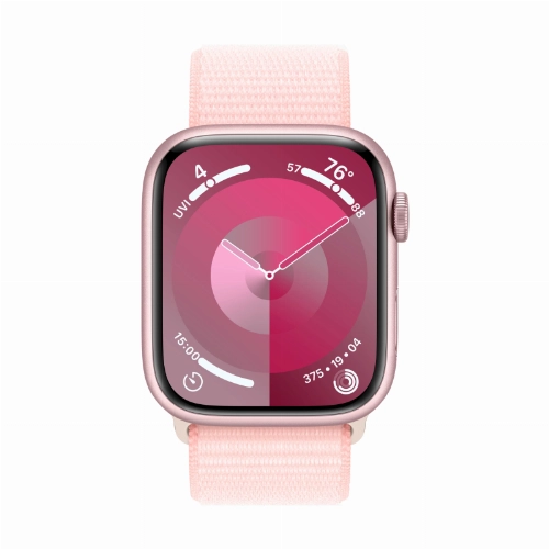 Apple Watch Series 9, 41 мм, корпус из алюминия розового цвета, нейлоновый ремешок нежно-розового цвета