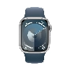 Apple Watch Series 9, 45 мм, корпус из алюминия серебристого цвета, спортивный ремешок цвета «грозовой синий», размер M/L