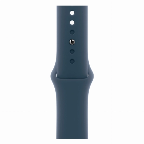 Apple Watch Series 9, 45 мм, корпус из алюминия серебристого цвета, спортивный ремешок цвета «грозовой синий», размер M/L