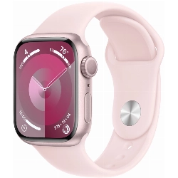 Apple Watch Series 9, 45 мм, корпус из алюминия розового цвета, спортивный ремешок нежно-розового цвета, размер S/M