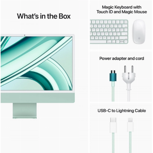 Apple iMac 24" Retina 4,5K (MQRP3X/A), M3 (8C CPU, 10C GPU), 8 ГБ, 512 ГБ SSD, зеленый (гравировка)