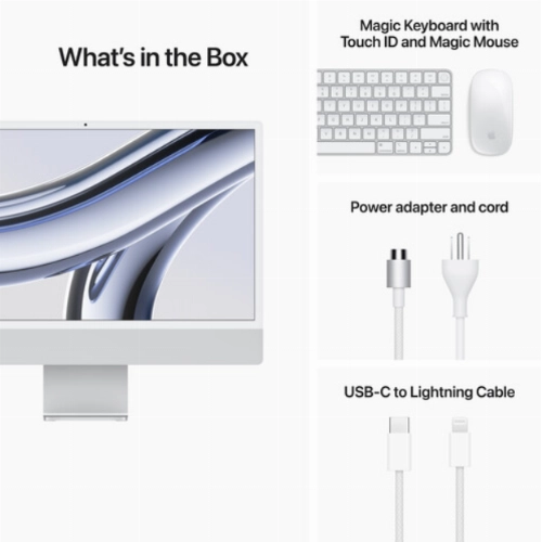 Apple iMac 24" Retina 4,5K (Z1950001Z), M3 (8C CPU, 8C GPU), 16 ГБ, 256 ГБ SSD, серебристый