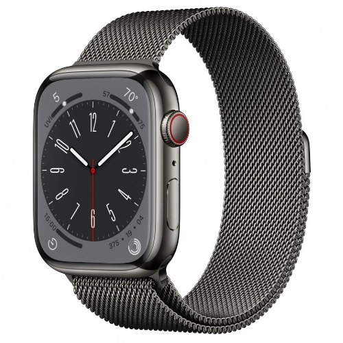 Умные часы Apple Watch Series 8 45 мм Graphite Stainless Steel with Graphite Milanese Loop, размер R