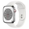 Silver Stainless Steel Case with White Sport Band
