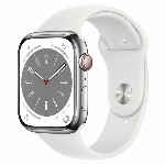 Умные часы Apple Watch Series 8 45 мм Silver Stainless Steel Case with White Sport Band, размер M/L