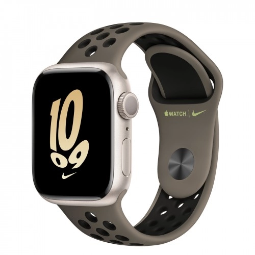 Умные часы Apple Watch Series 8 41 мм Starlight Aluminium Case with Olive Grey/Black NIKE Sport Band, размер M/L